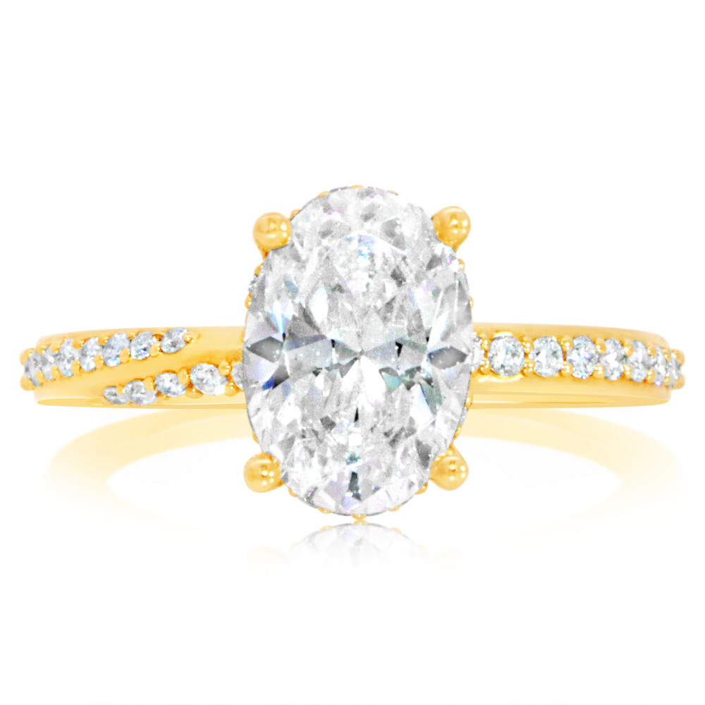 Half Diamond Twist Engagement Ring