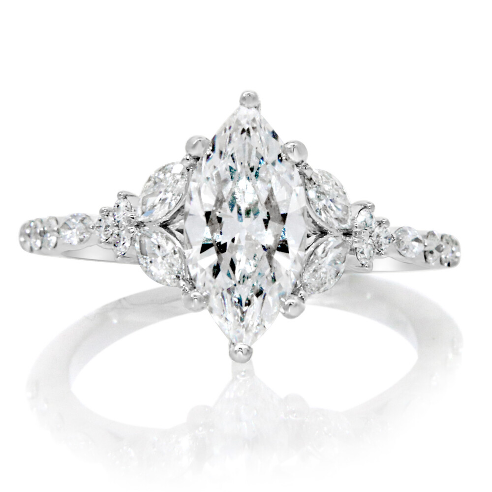 Marquise and Round Cluster Engagement Ring