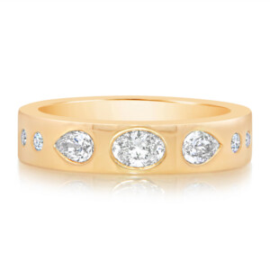 Fancy Diamond Burnished Wedding Band