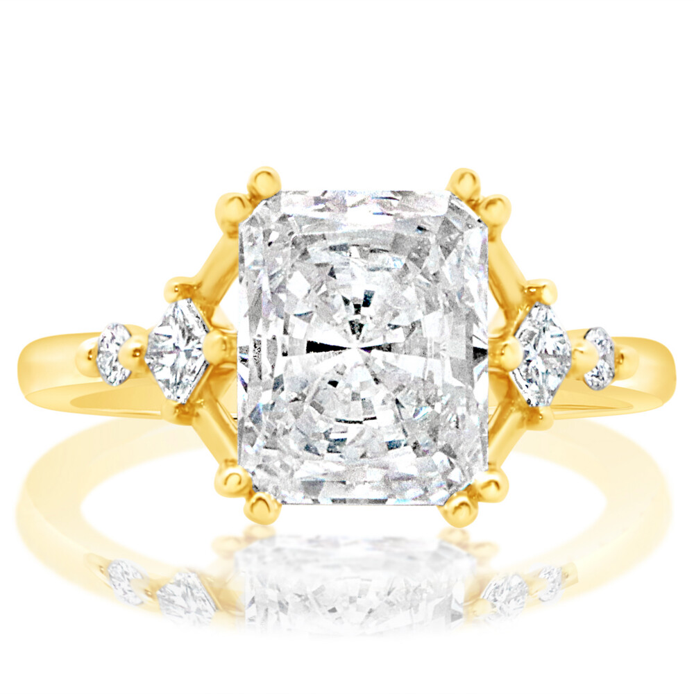 Princess and Round Cluster Split Shank Engagement Ring