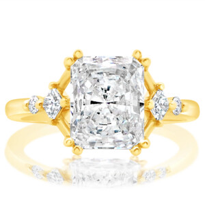 Princess and Round Cluster Split Shank Engagement Ring