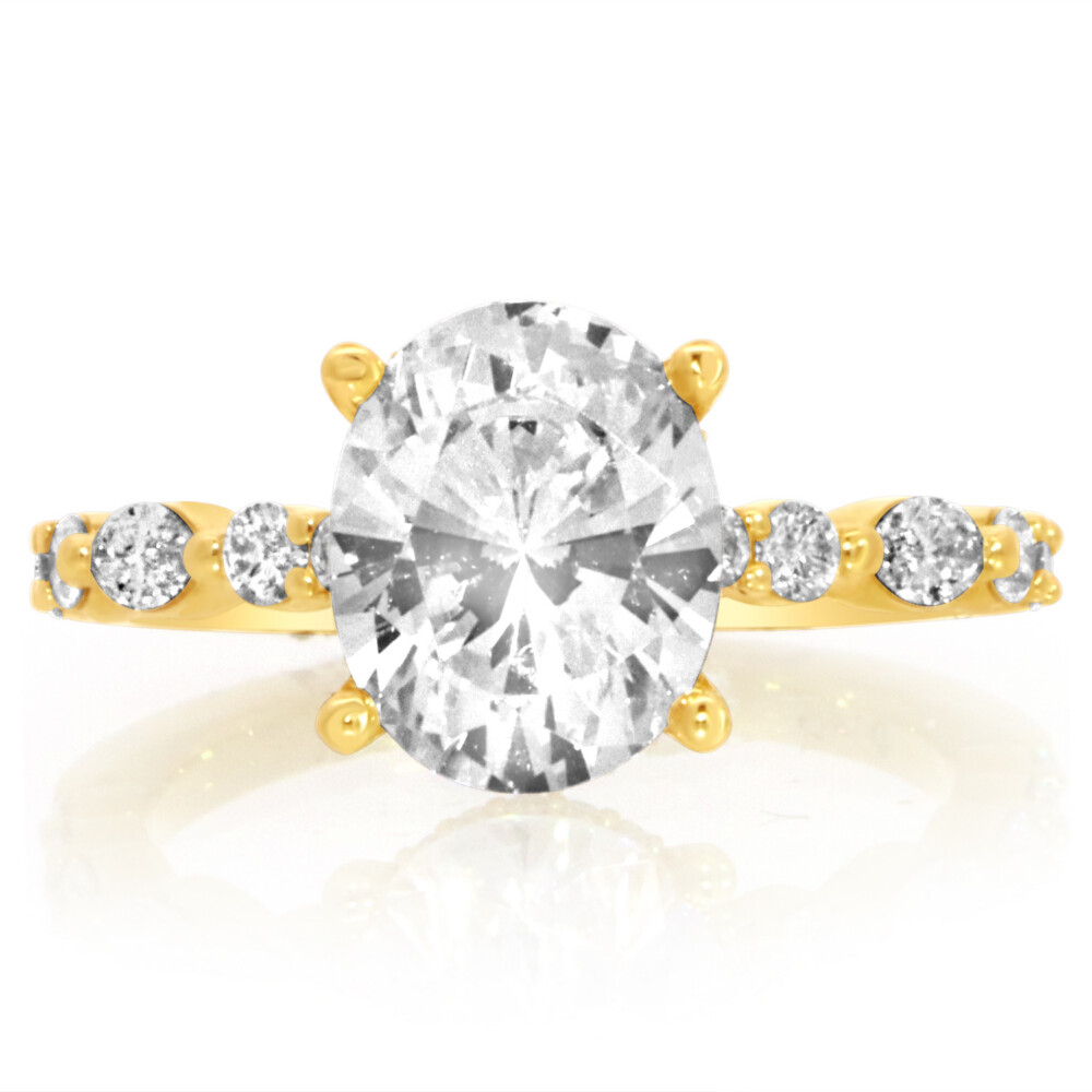 Marquise and Round Alternating Diamond Shank Engagement Ring