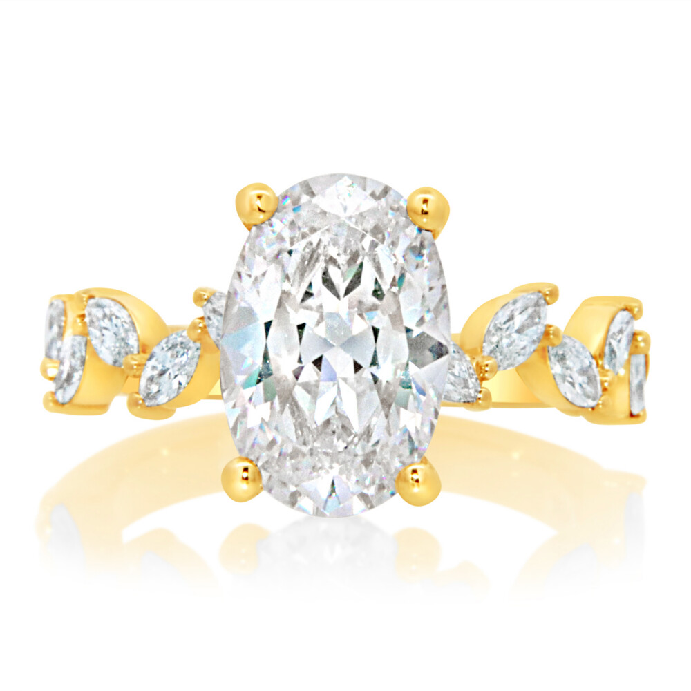 Marquise Zig Zag Shank Engagement Ring