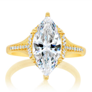 Marquise Concave Graduated Shank Engagement Ring