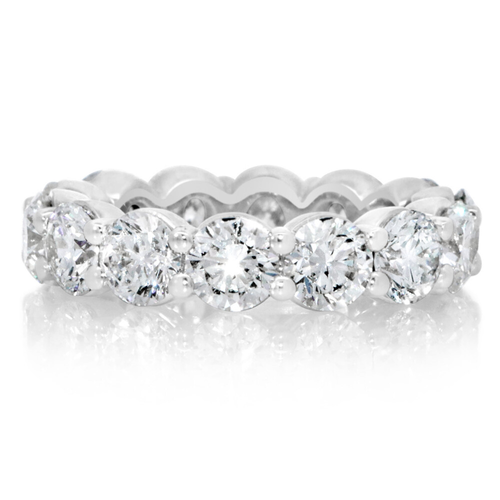 Round Diamond Double Shared Prong Eternity Band