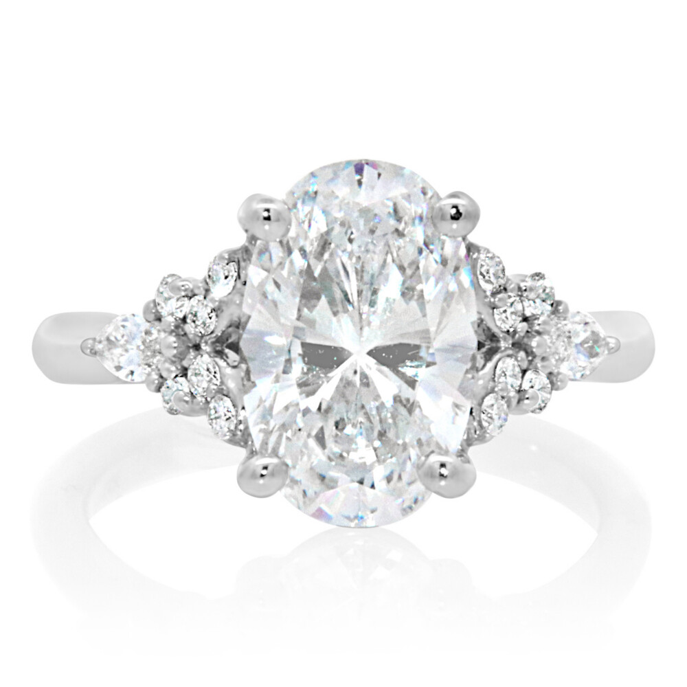 Oval and Marquise GraduatedCluster Engagement Ring