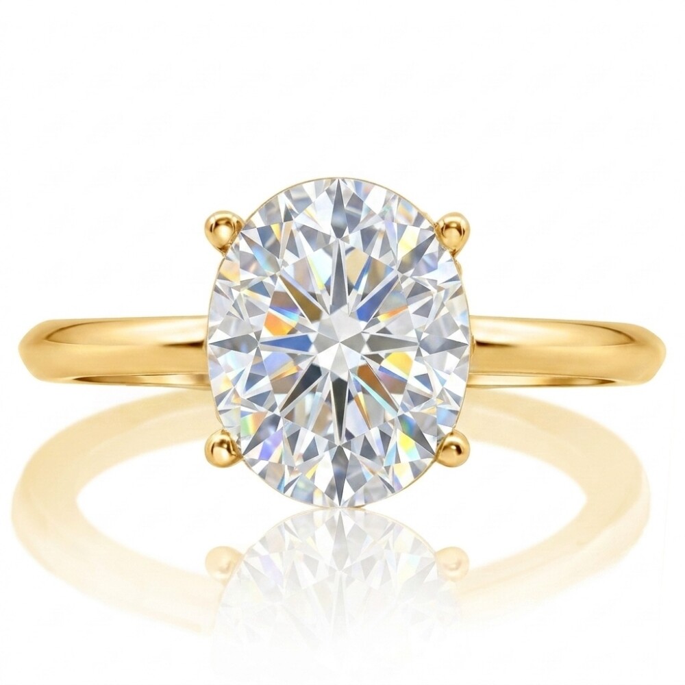 Knife Edge Hidden Halo Engagement Ring