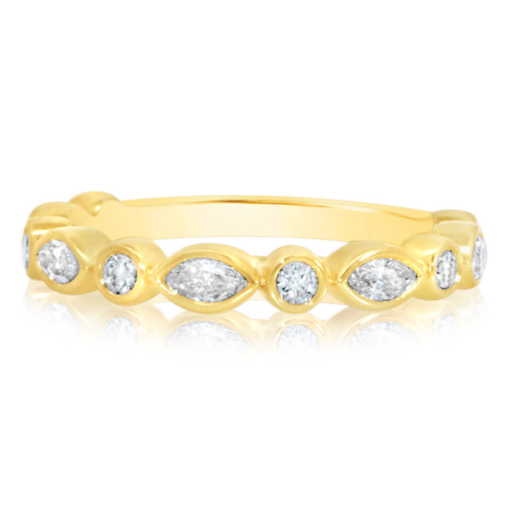 Round and Marquise Alternating Bezel Band