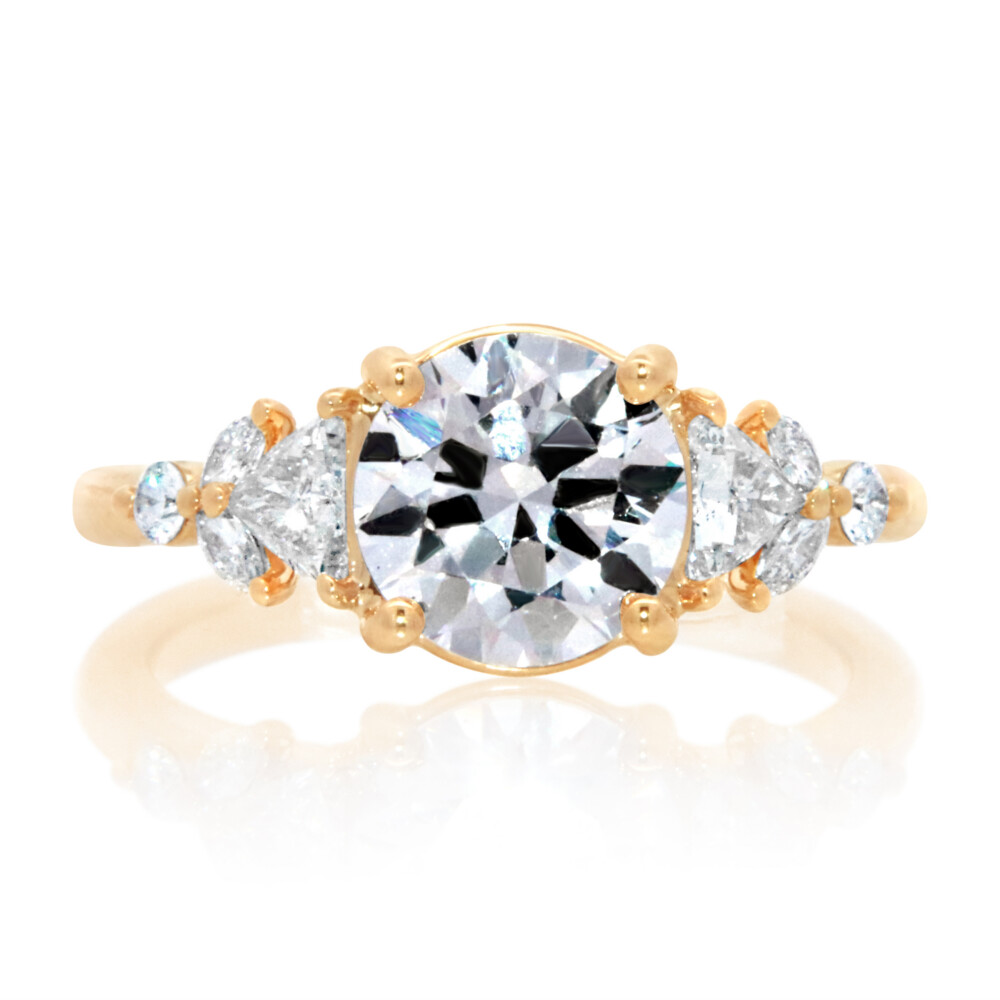 Trillion, Marquise and Round Cluster Engagement Ring