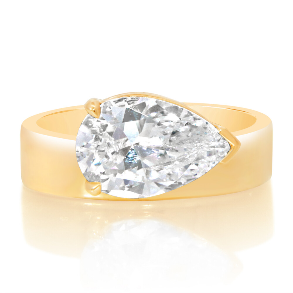 East West Pear Diamond Engagement Ring