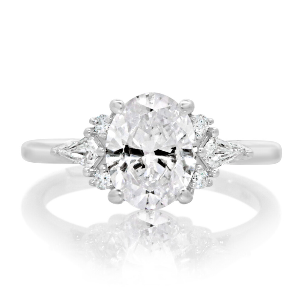 Kite and Round Diamond Cluster Engagement Ring