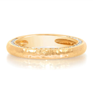 Side Diamond Hammer Finish Wedding Band