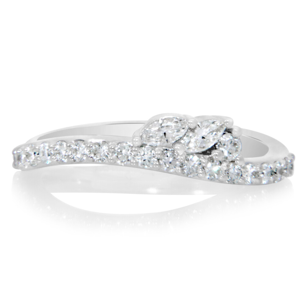 Marquise and Round Accented Curved Band