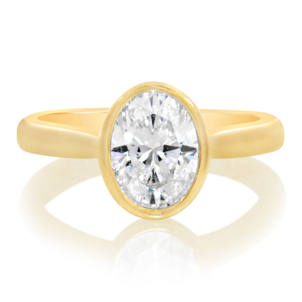 Oval Bezel Tulip Head Engagement Ring