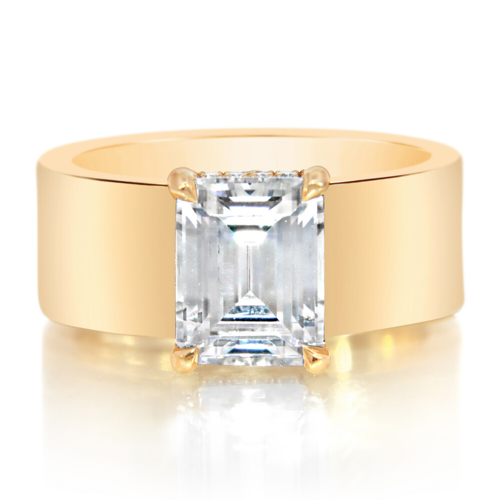 Emerald Cigar Band Engagement Ring