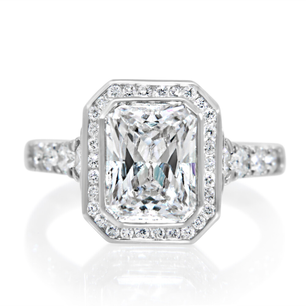 Radiant Channel Set Halo Engagement Ring