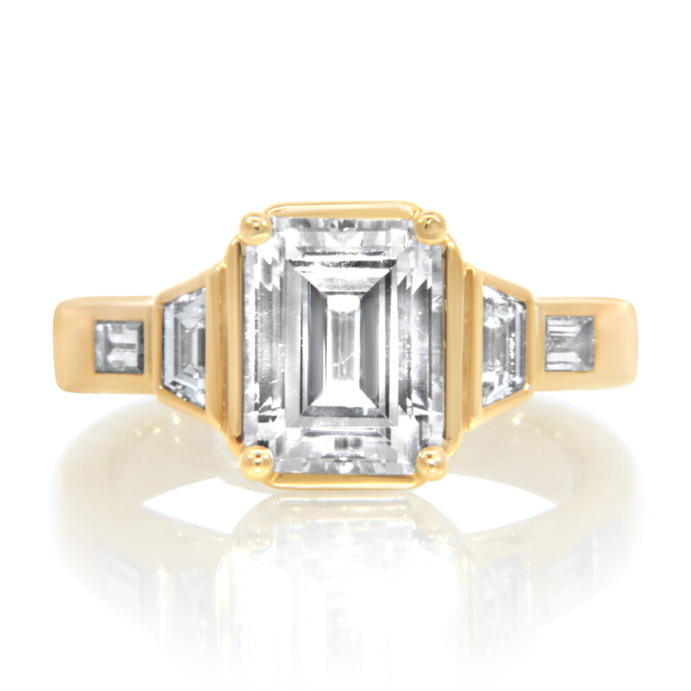 Trapezoid and Baguette Diamond Engagement Ring
