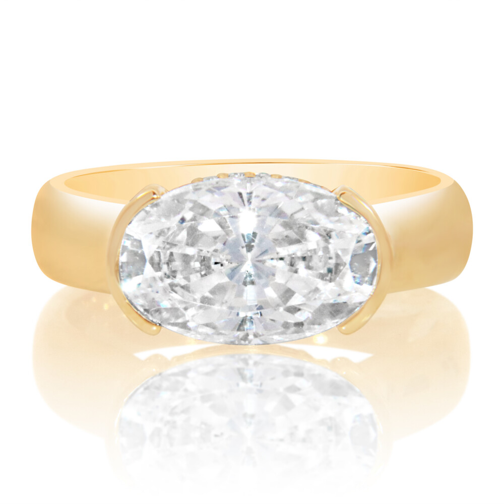 Half Bezel Hidden Halo Engagement Ring