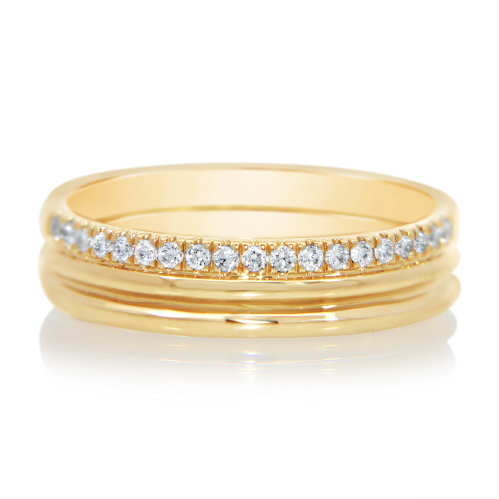 Diamond Edge Triple Row Band