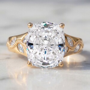 Vine Detail Wide Shank Engagement Ring