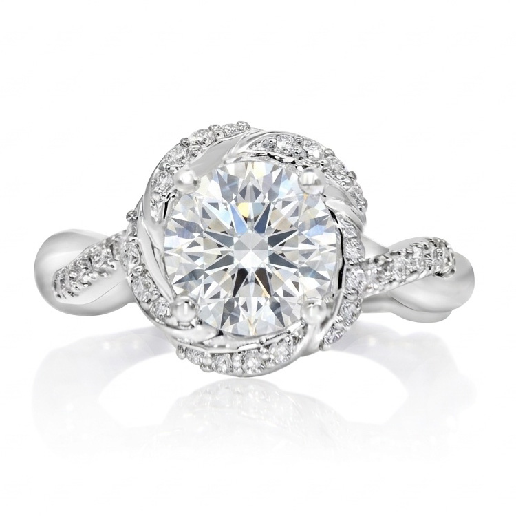 Round Diamond Twist Halo Engagement Ring