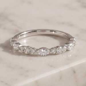 Marquise and Round Cluster Shared Prong Band