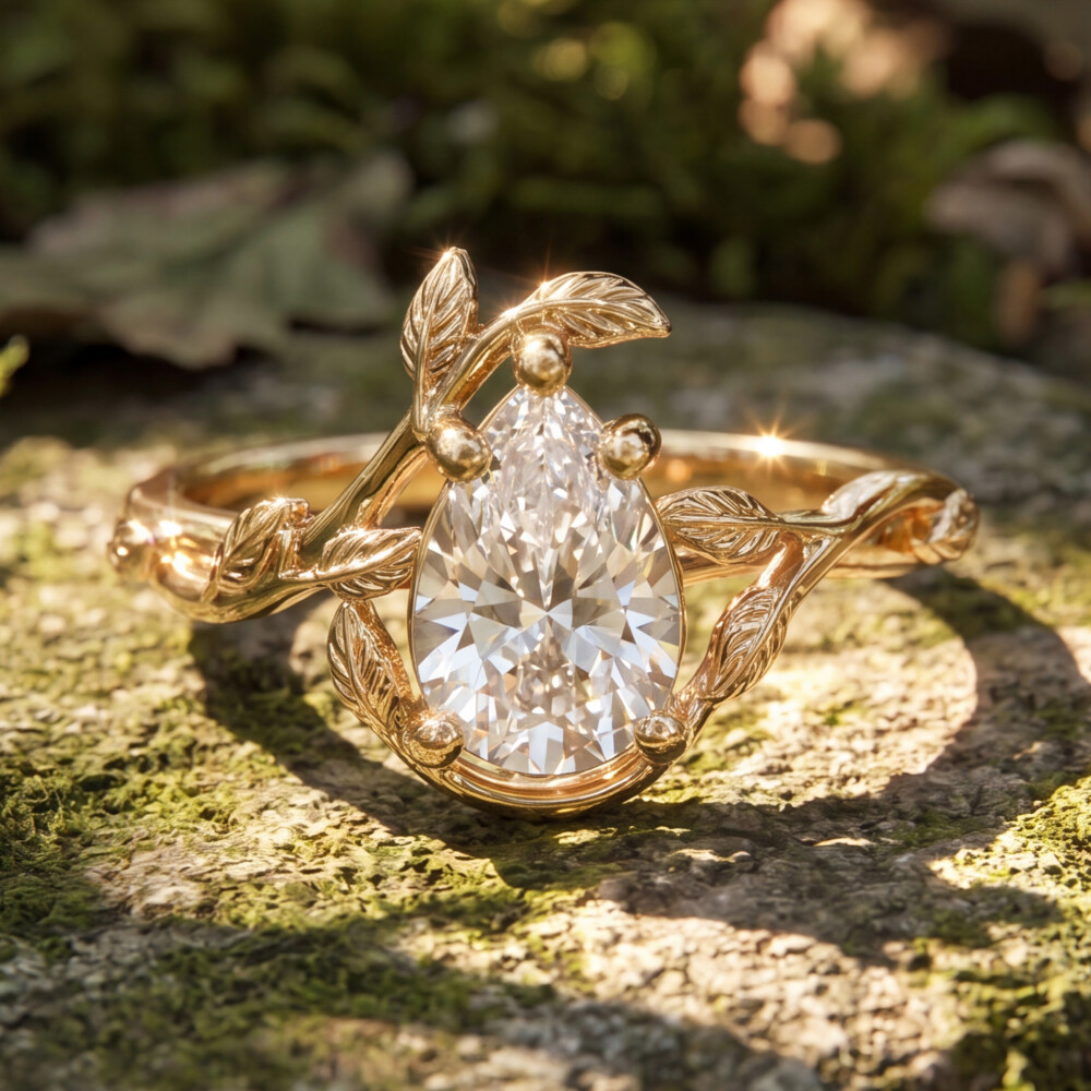 Solitaire Vine Engagement Ring